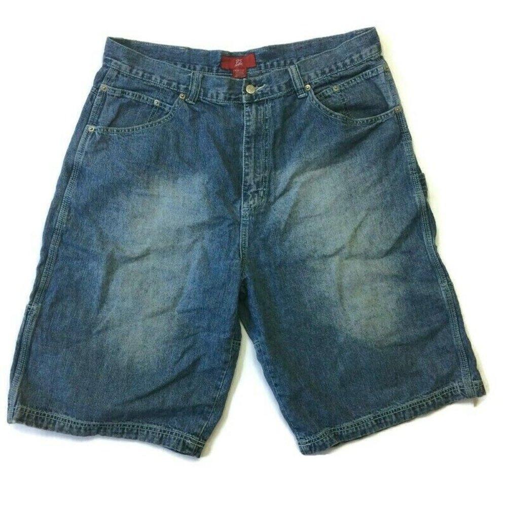 PJ Mark Men's Jean Shorts 38" Waist 13" Inseam Denim Medium Wash Faded Thighs